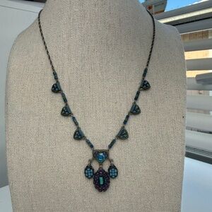 Vintage Ayala Bar Artisan Womens Unique Boho Turquoise Beaded Statement Necklace